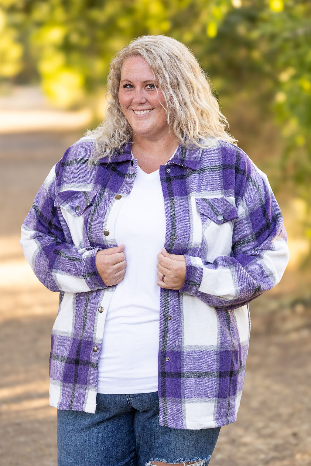 IN STOCK Norah Plaid Shacket - Purple Mix