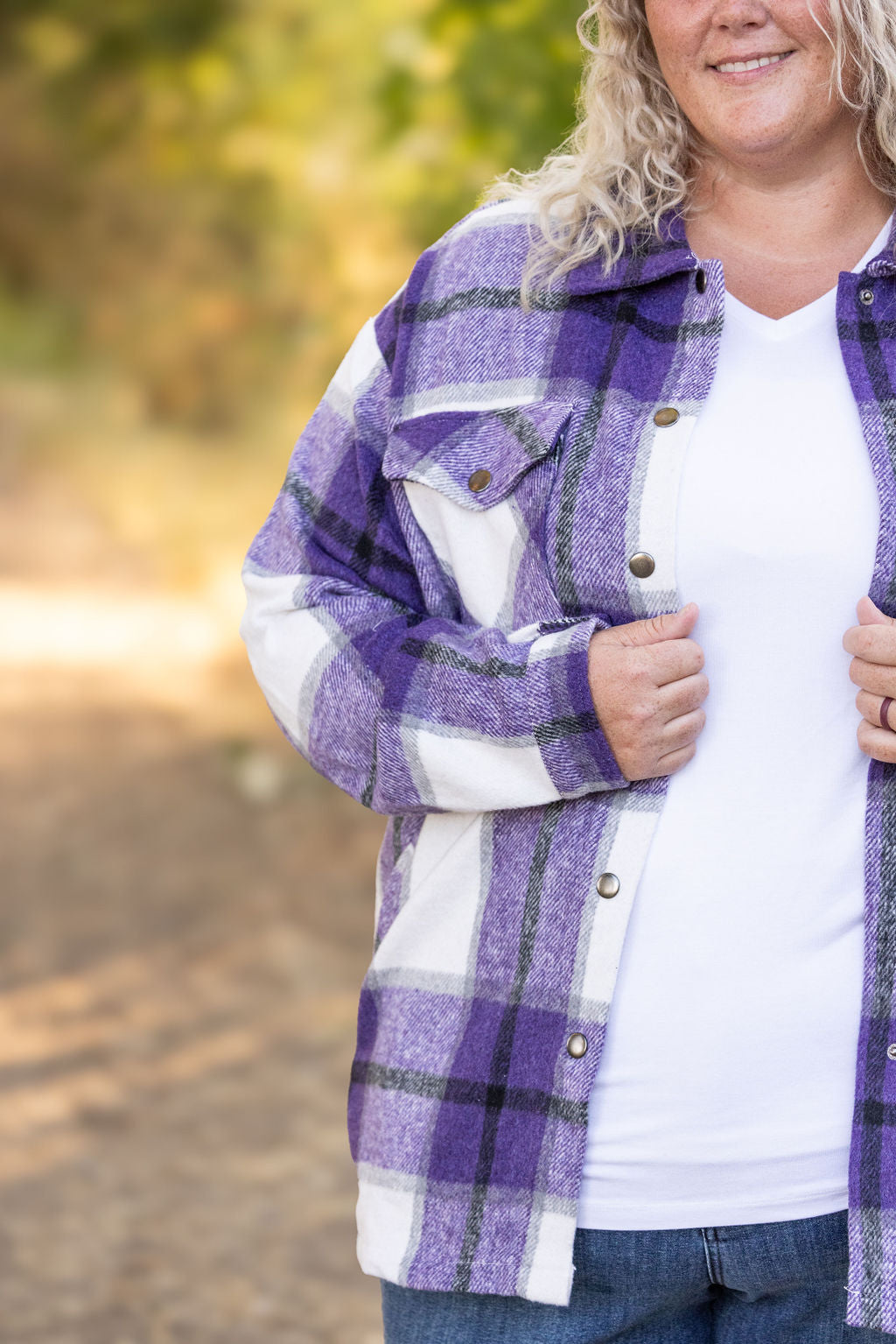 IN STOCK Norah Plaid Shacket - Purple Mix