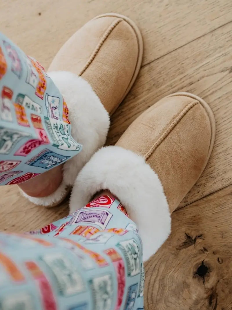 Sand Faux Fur Slip-On House Shoes