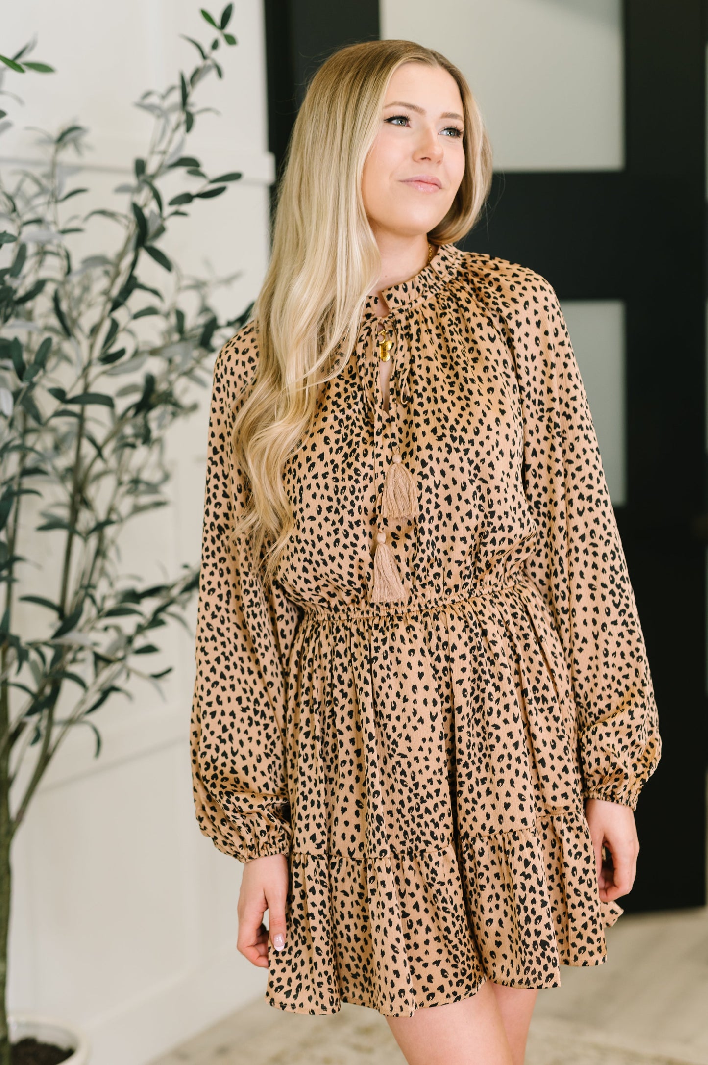 A Cheeky Little Time Tiered Dress in Pecan Brown