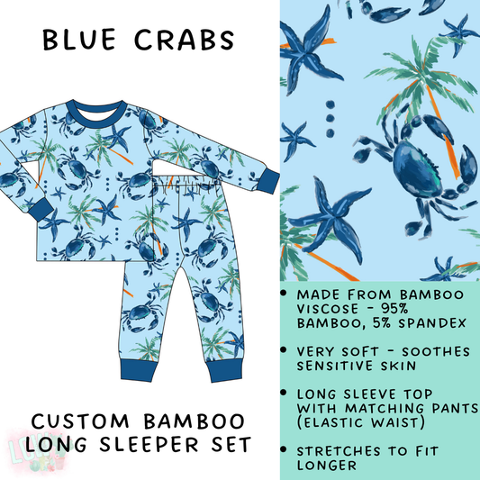 Batch #138 - Little Dreamers - Closes 6/26 - ETA mid August - Blue Crabs Bamboo Long Sleeper Set