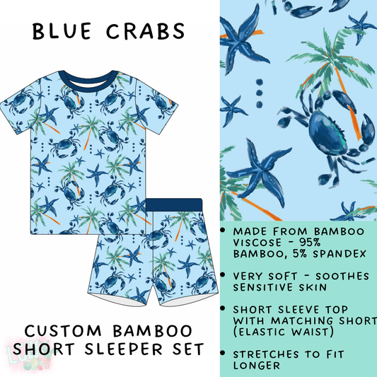 Batch #138 - Little Dreamers - Closes 6/26 - ETA mid August - Blue Crabs Bamboo Short Sleeper Set