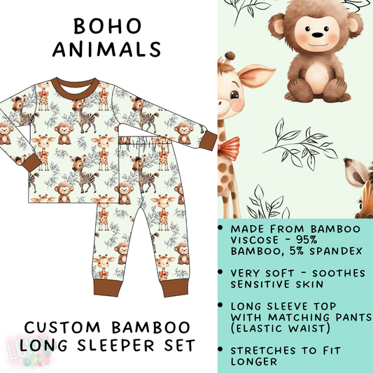 Batch #138 - Little Dreamers - Closes 6/26 - ETA mid August - Boho Animals Bamboo Long Sleeper Set