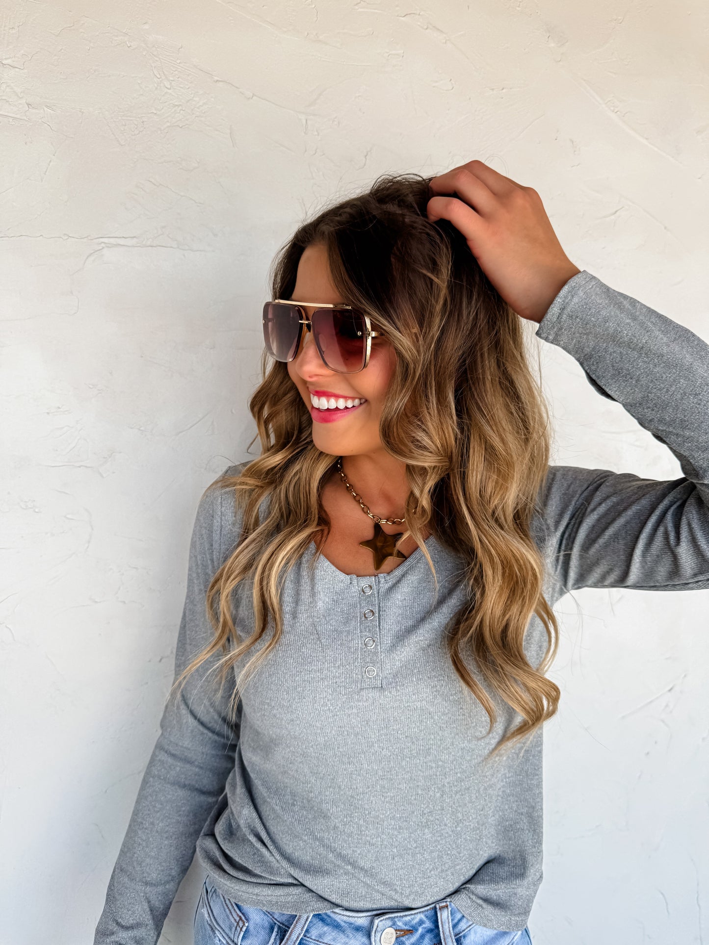 PREORDER- FALL BROOKLYN SNAP HENLEY TOP