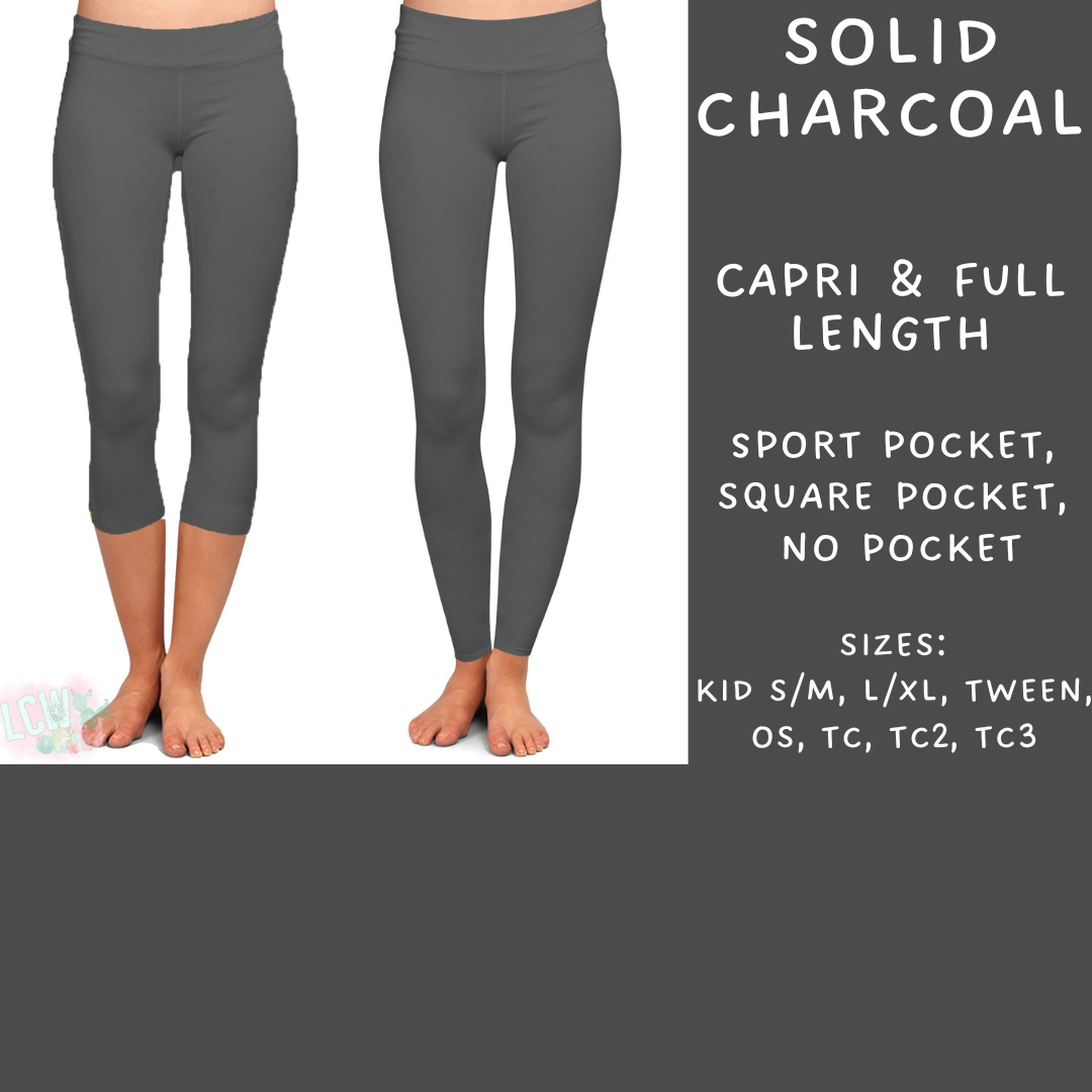 Batch #203 - Solids - Closes 9/19 - ETA early November - Solid Charcoal Full and Capri Length Leggings