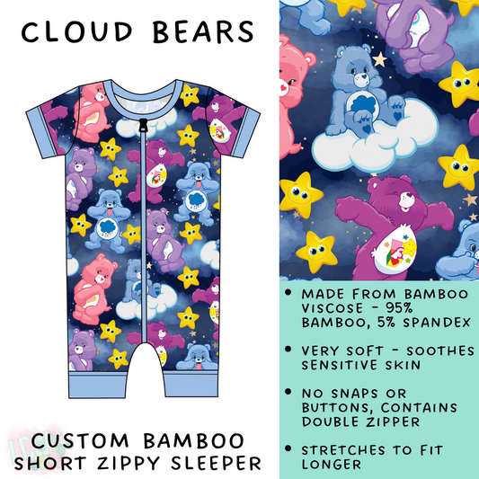 Batch #138 - Little Dreamers - Closes 6/25 - ETA mid August - Cloud Bears Bamboo Short Zippy Sleeper