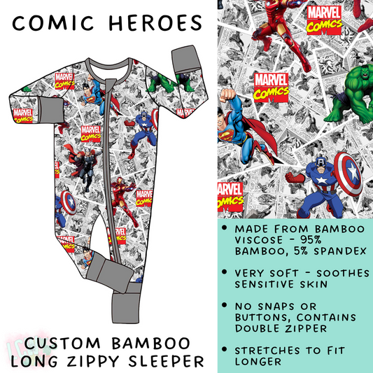 Batch #138 - Little Dreamers - Closes 6/25 - ETA mid August - Comic Heroes Bamboo Long Zippy Sleeper