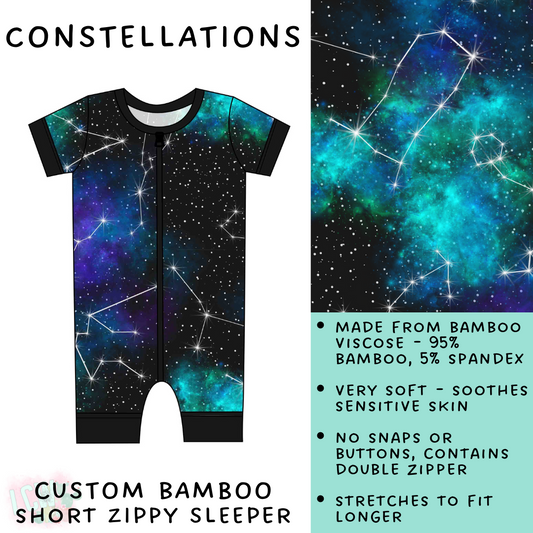 Batch #138 - Little Dreamers - Closes 6/25 - ETA mid August - Constellations Bamboo Short Zippy Sleeper