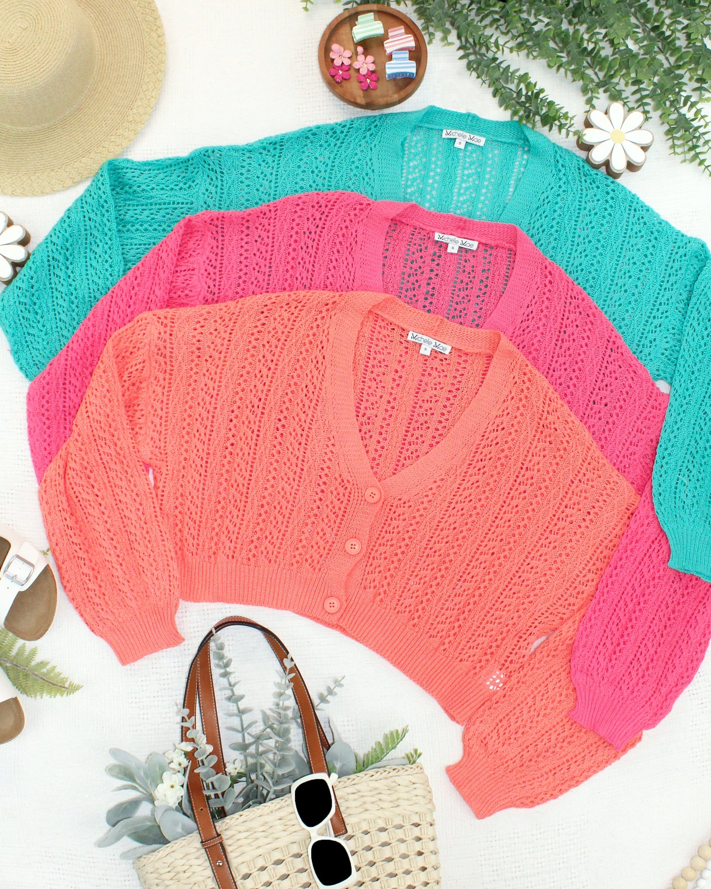 IN STOCK Callie Cropped Cardigan - Melon