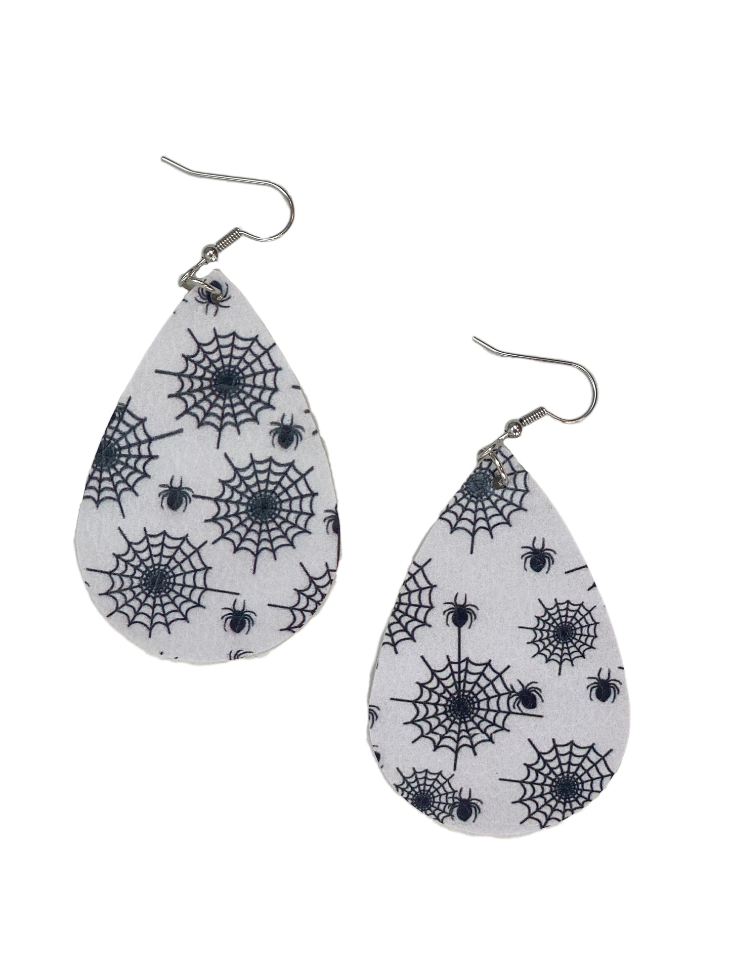 Caught In Your Web Teardrop Leather Earrings