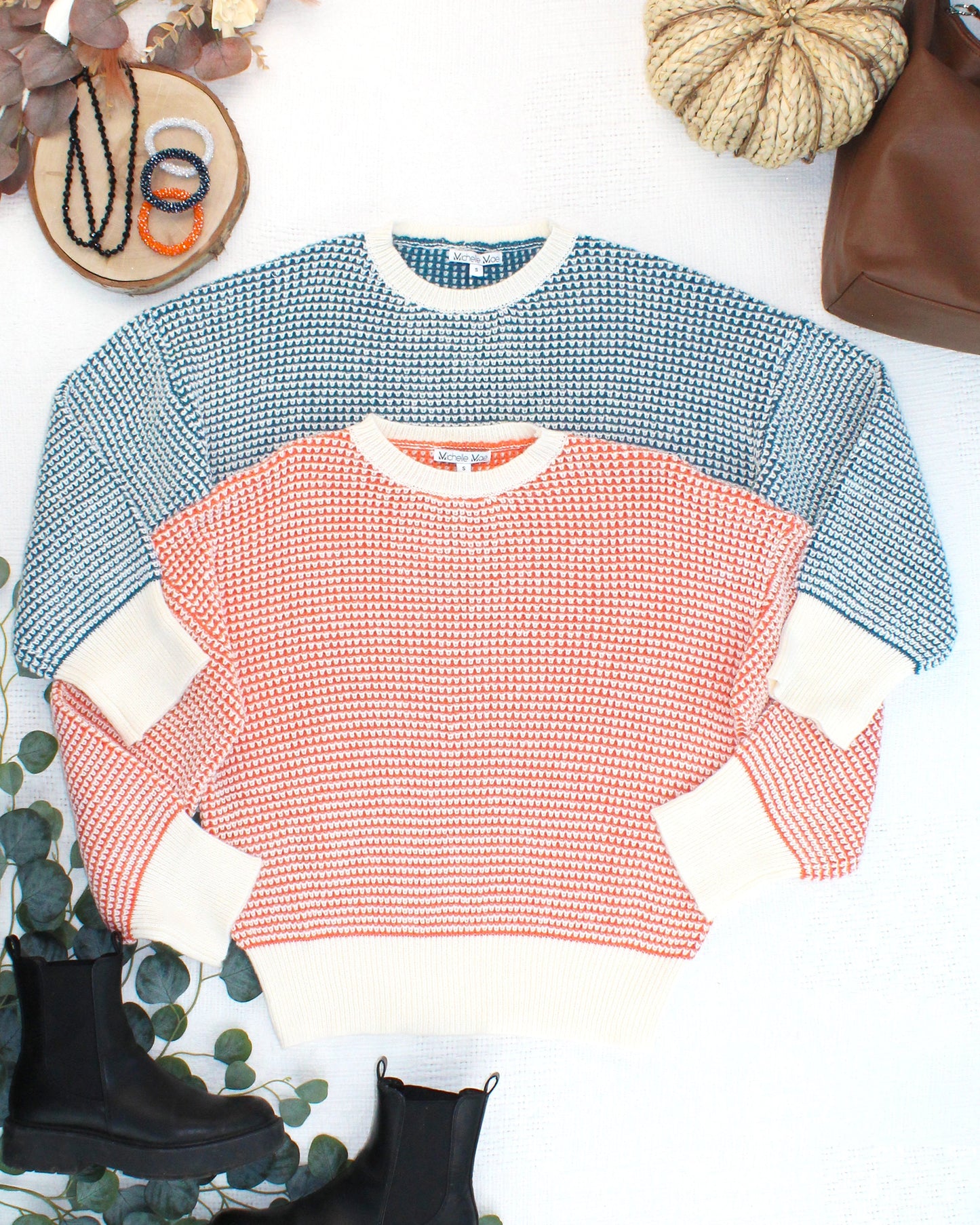 IN STOCK Charlotte Sweater - Orange and Ivory