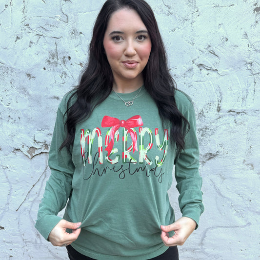 Merry Christmas Bow Graphic Tee