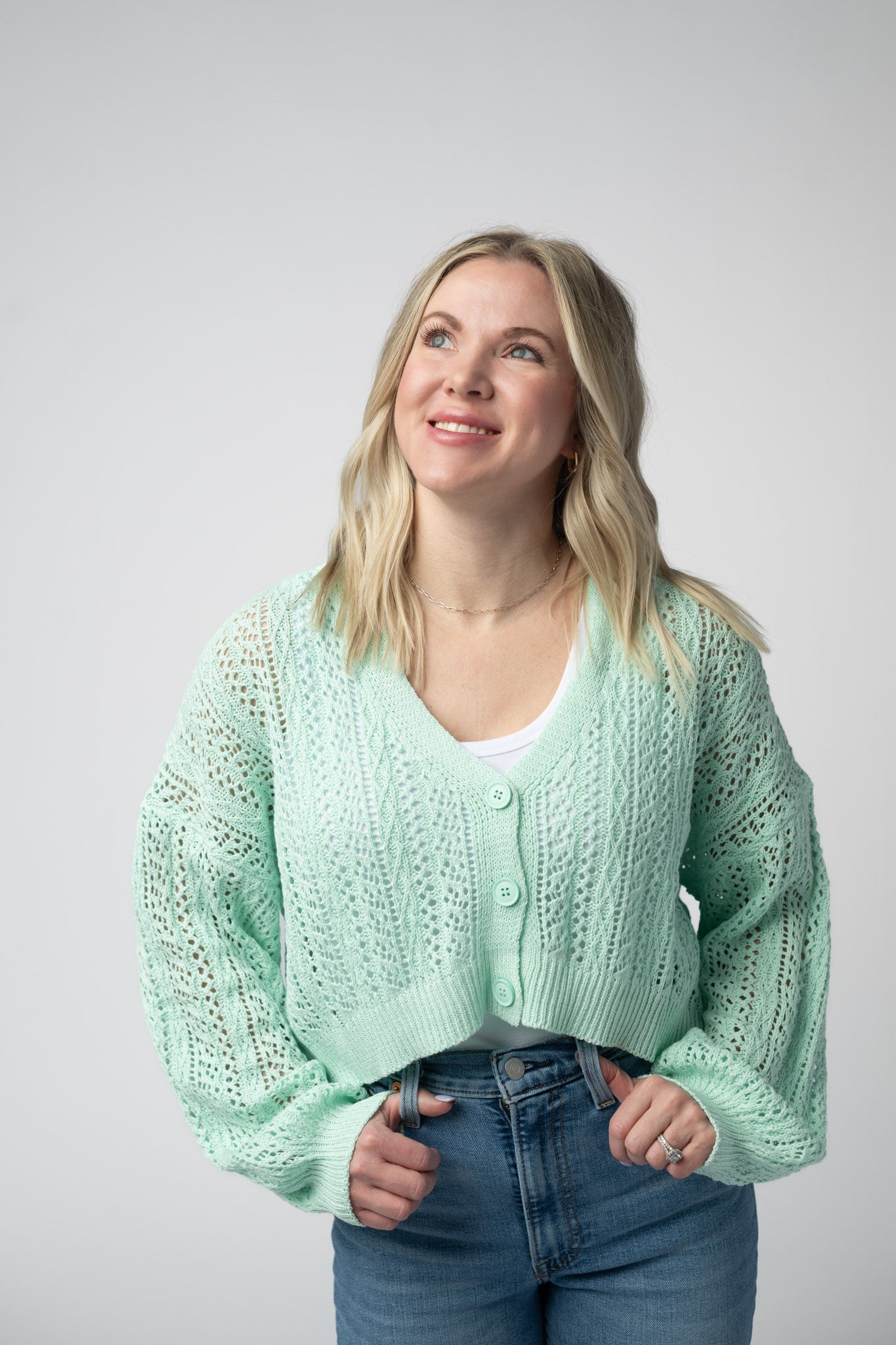 IN STOCK Callie Cropped Cardigan - Mint