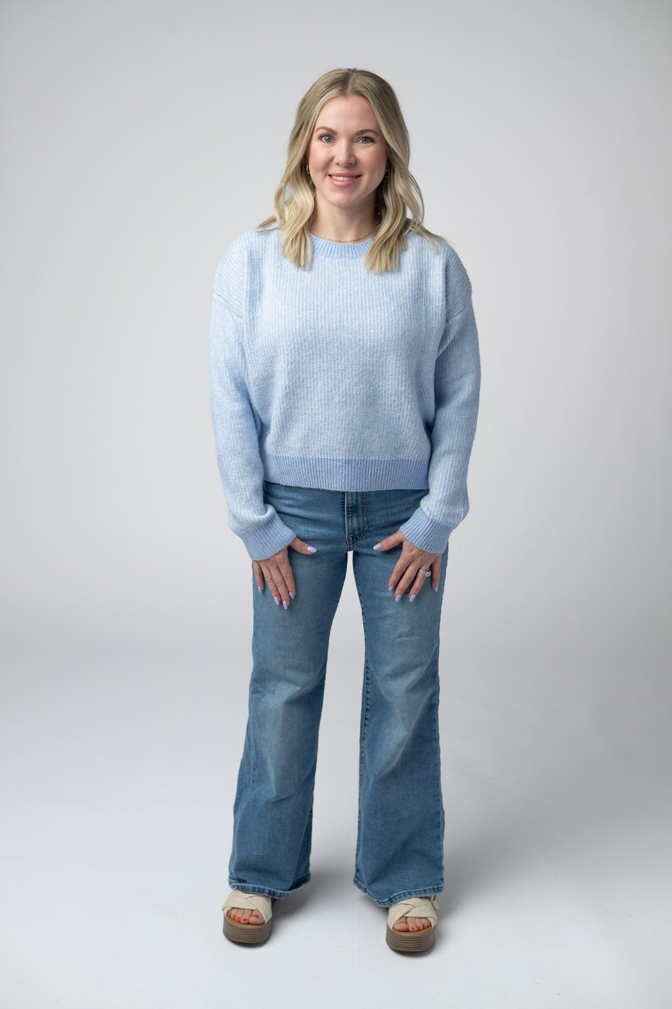 IN STOCK Josie Cozy Crew Sweater - Sky Blue