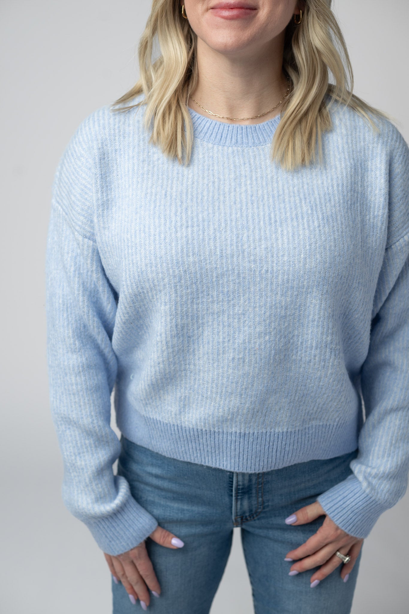 IN STOCK Josie Cozy Crew Sweater - Sky Blue