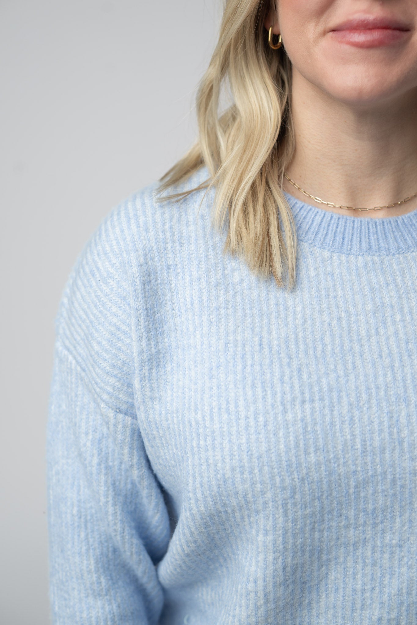 IN STOCK Josie Cozy Crew Sweater - Sky Blue