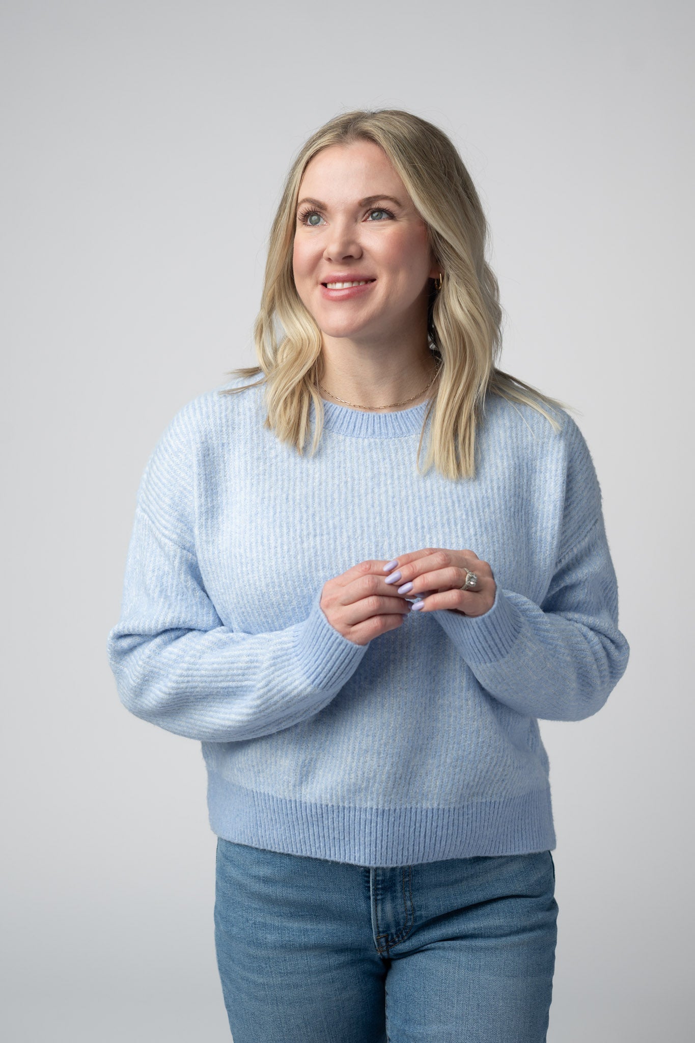 IN STOCK Josie Cozy Crew Sweater - Sky Blue