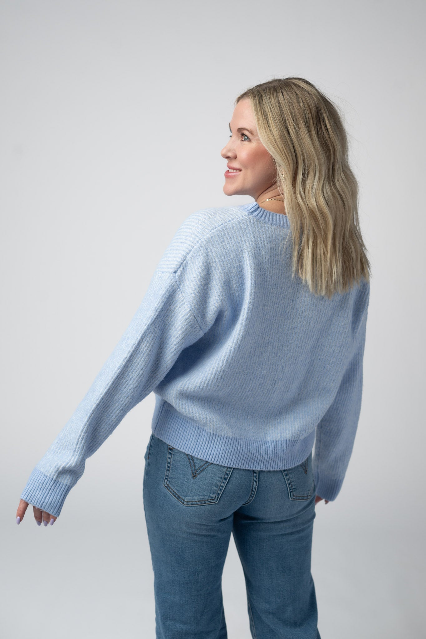 IN STOCK Josie Cozy Crew Sweater - Sky Blue