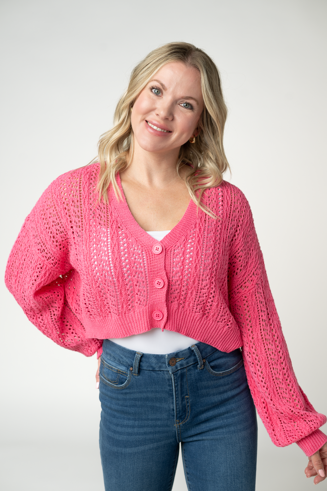 IN STOCK Callie Cropped Cardigan - Pink