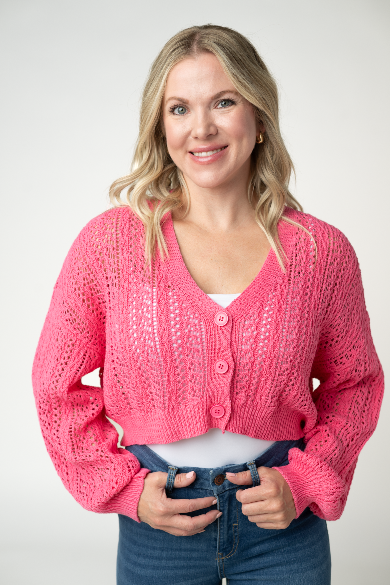 IN STOCK Callie Cropped Cardigan - Pink