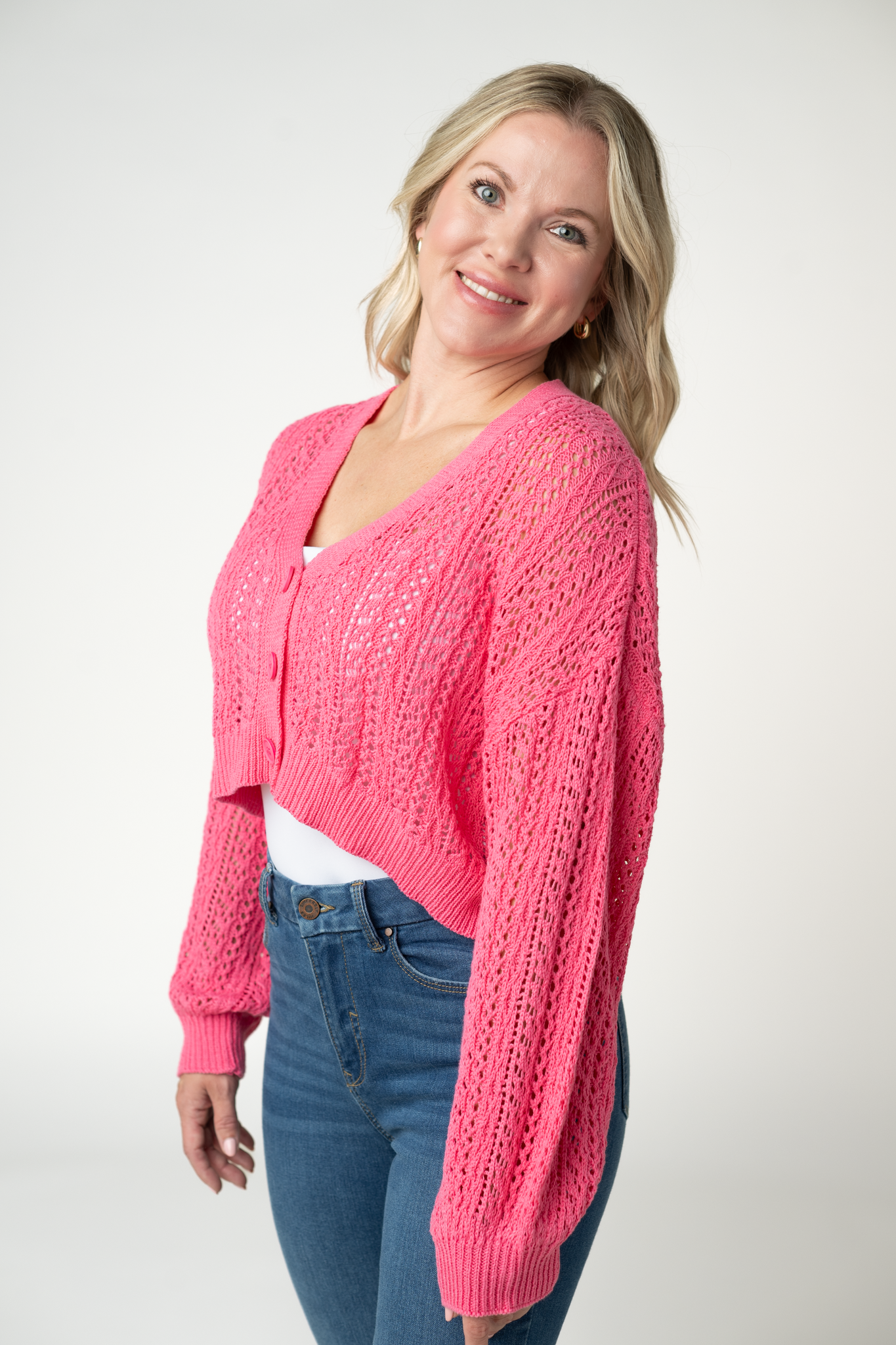 IN STOCK Callie Cropped Cardigan - Pink