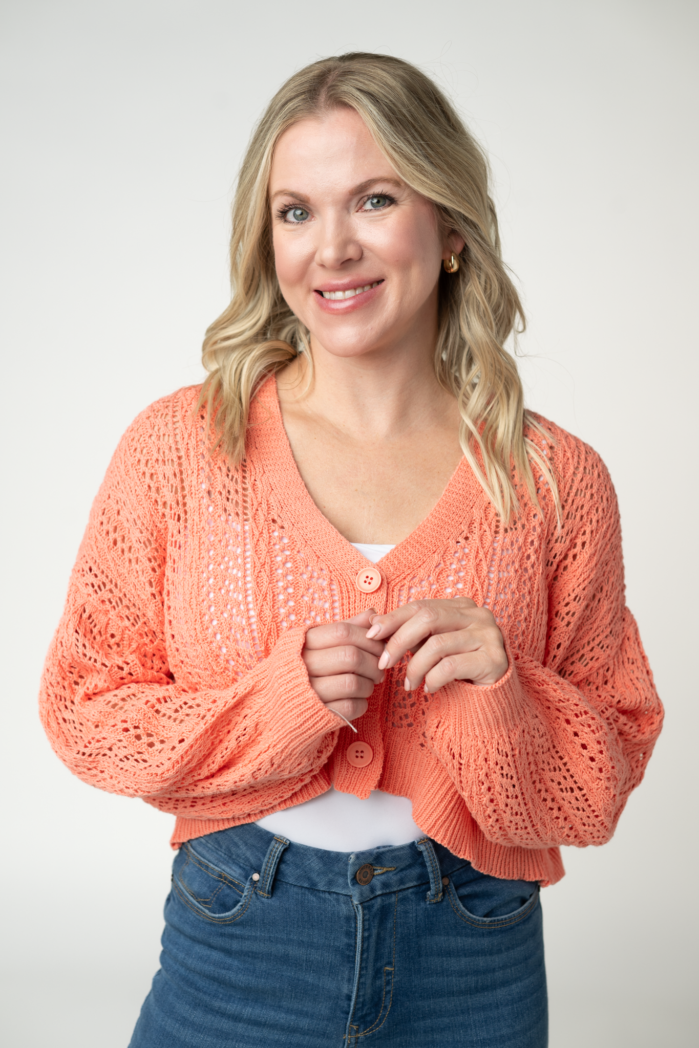 IN STOCK Callie Cropped Cardigan - Melon