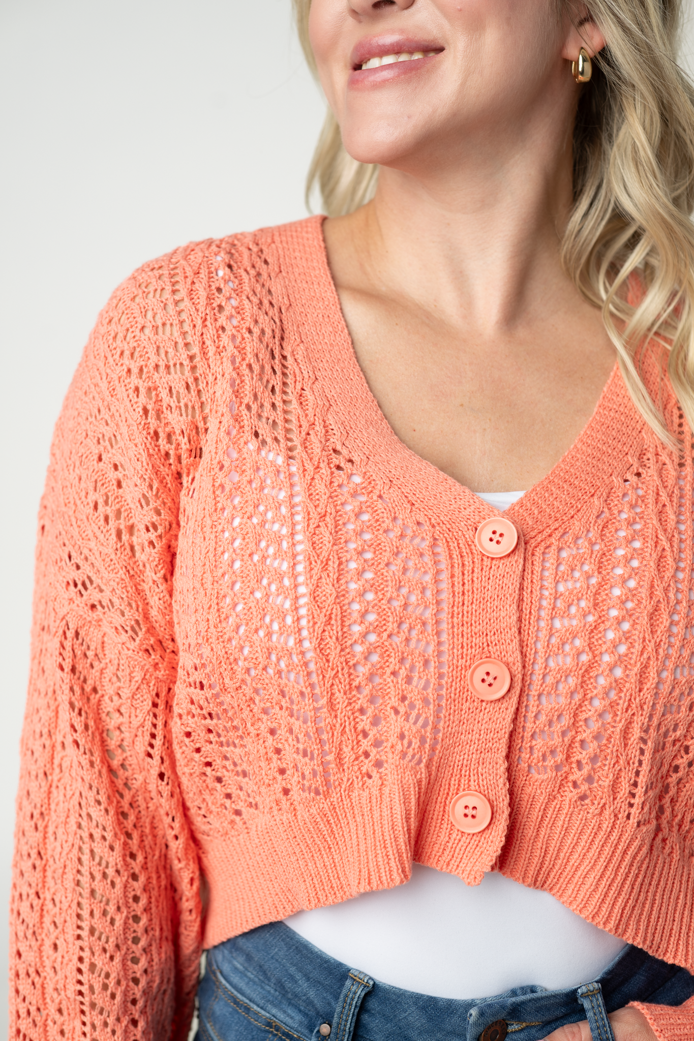 IN STOCK Callie Cropped Cardigan - Melon
