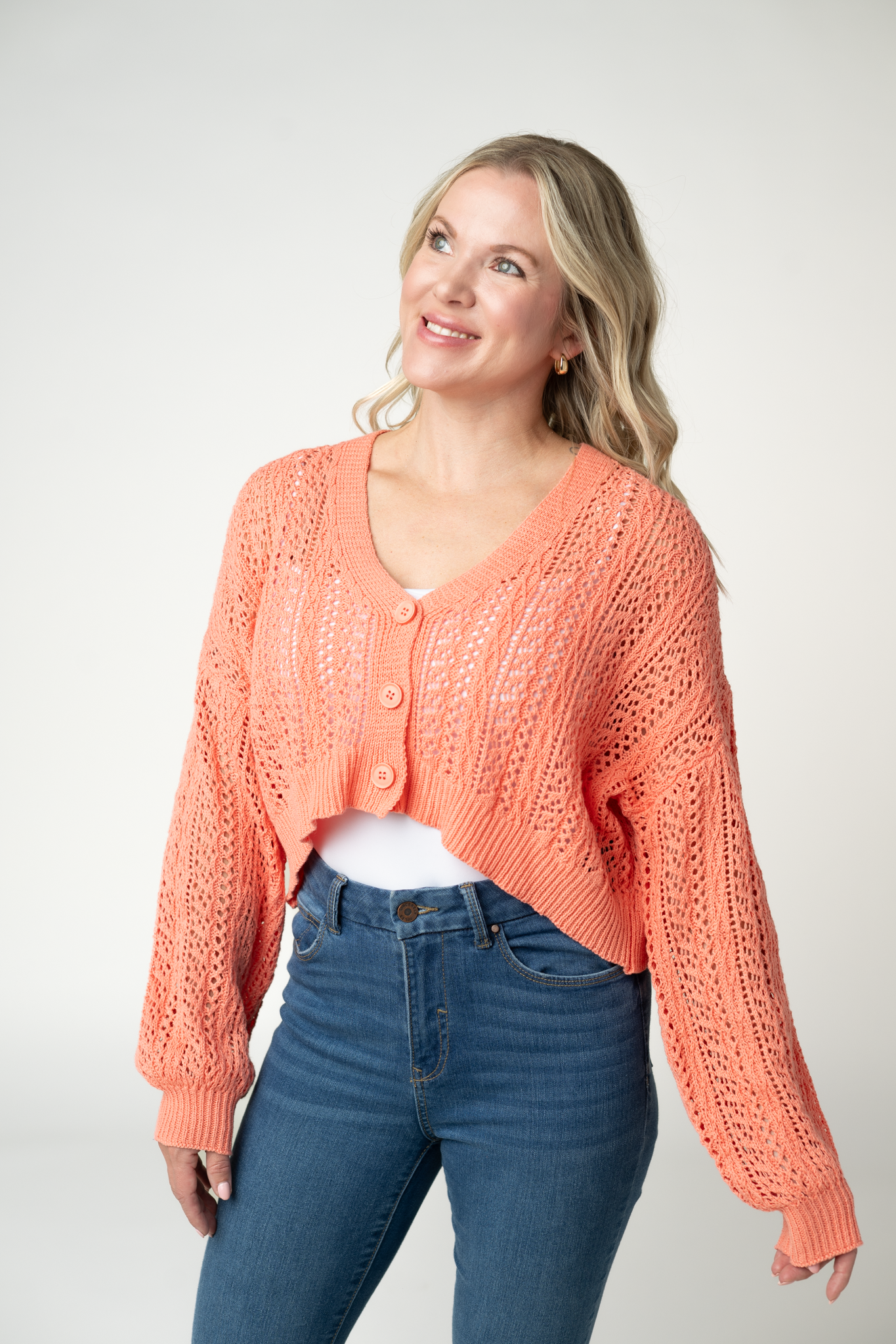 IN STOCK Callie Cropped Cardigan - Melon