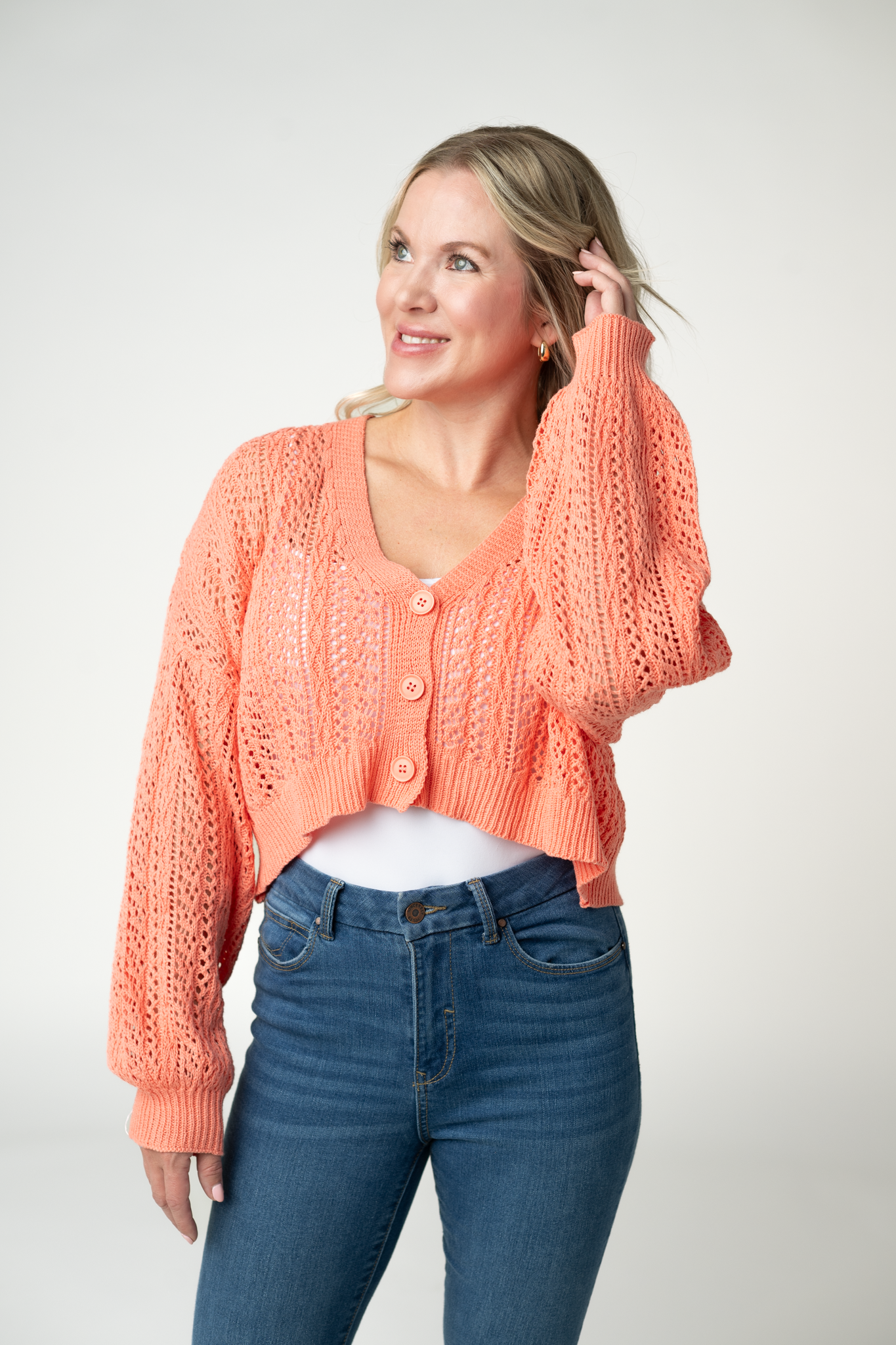 IN STOCK Callie Cropped Cardigan - Melon