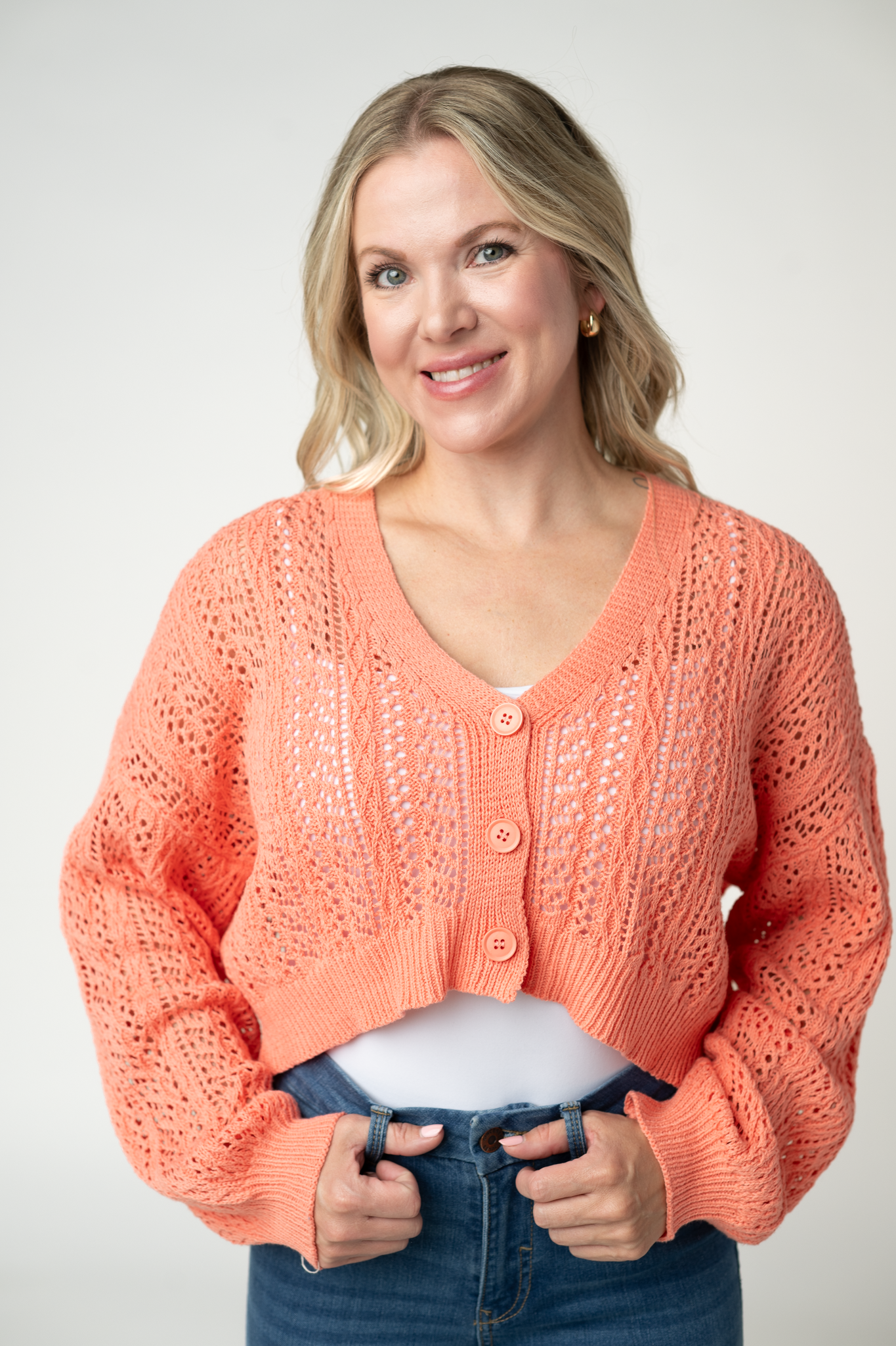 IN STOCK Callie Cropped Cardigan - Melon