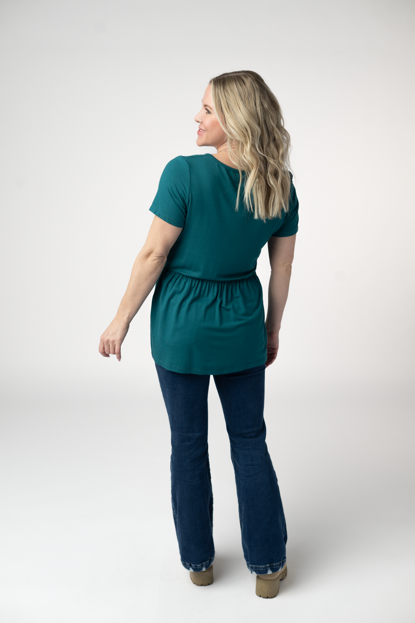 IN STOCK Sarah Ruffle Short Sleeve - Teal