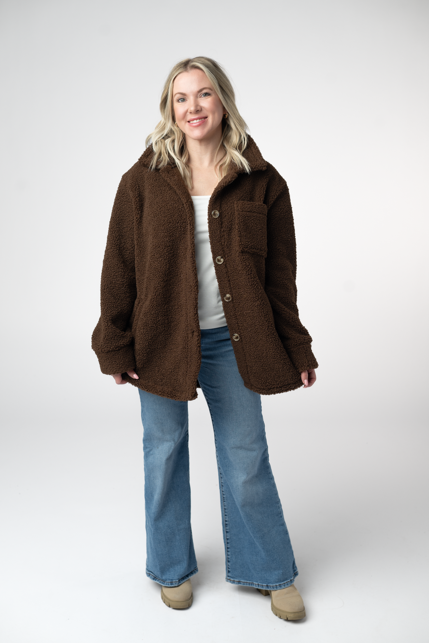 IN STOCK Teddy Oversized Shacket - Brown