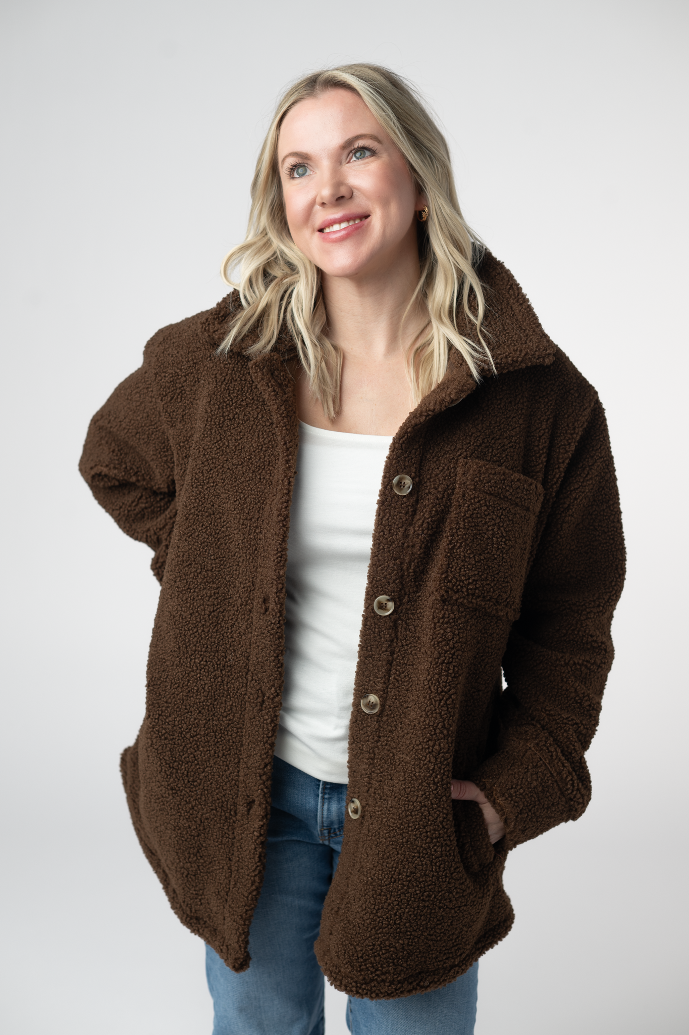 IN STOCK Teddy Oversized Shacket - Brown