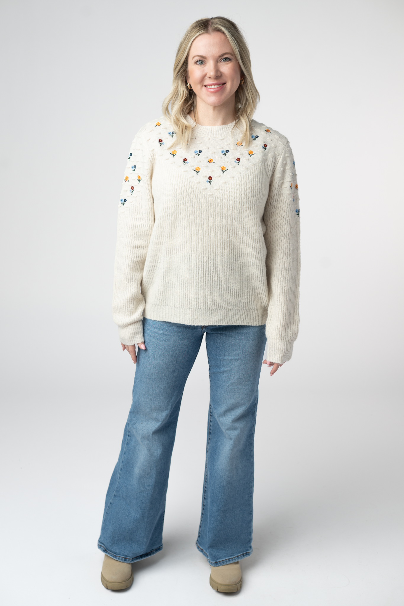 IN STOCK Micro Flower Sweater - Ivory