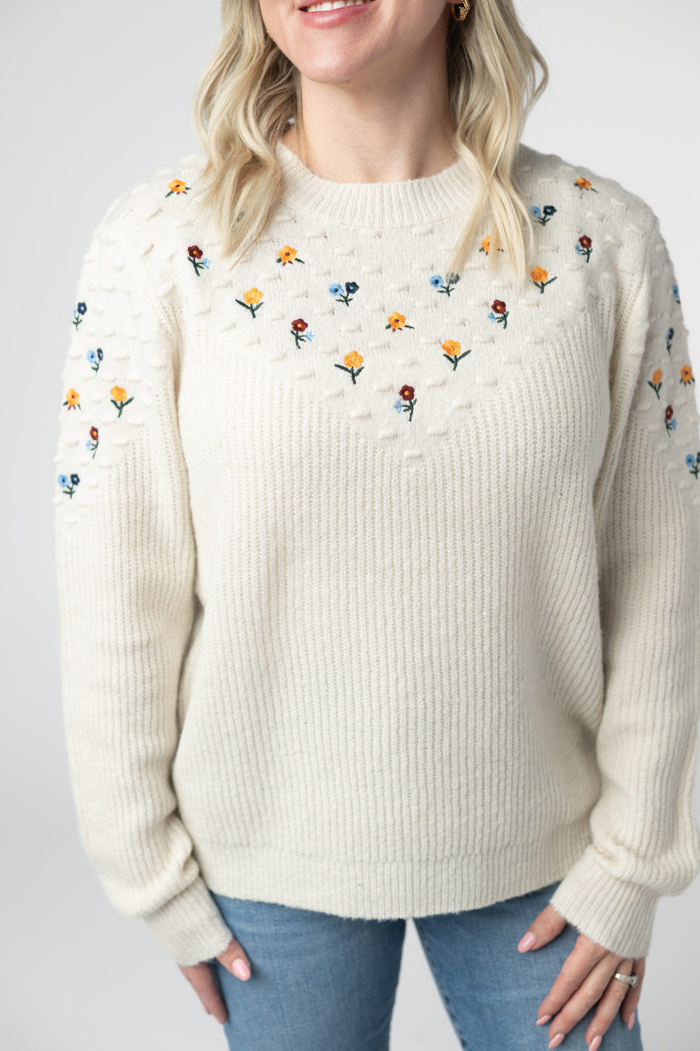 IN STOCK Micro Flower Sweater - Ivory