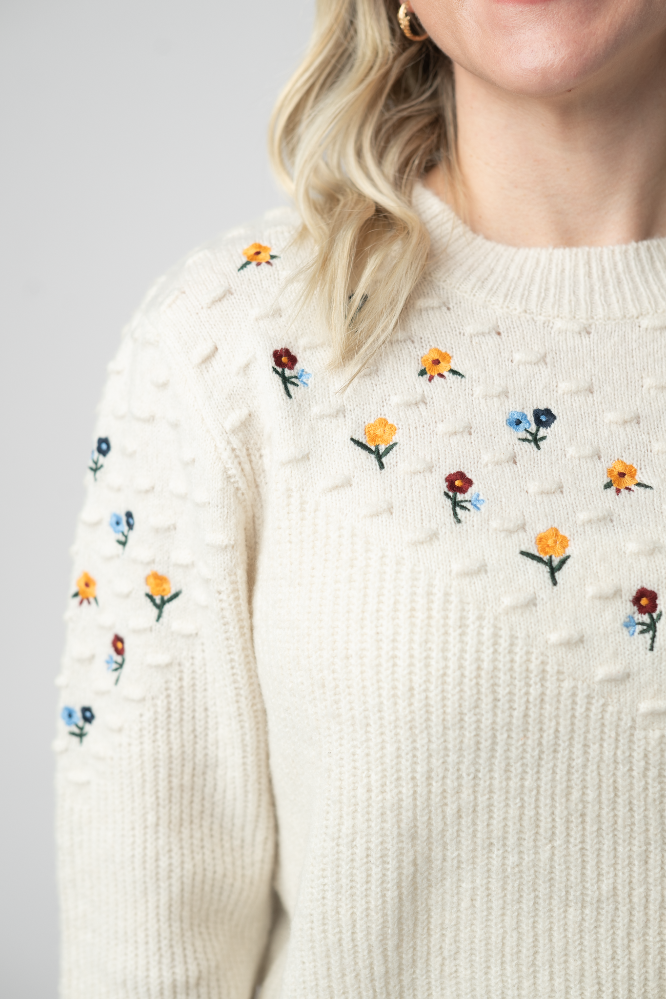 IN STOCK Micro Flower Sweater - Ivory