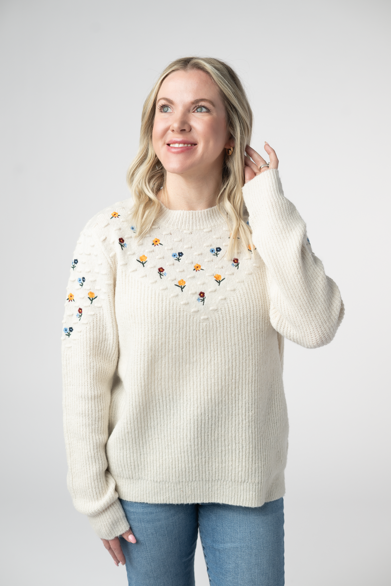 IN STOCK Micro Flower Sweater - Ivory