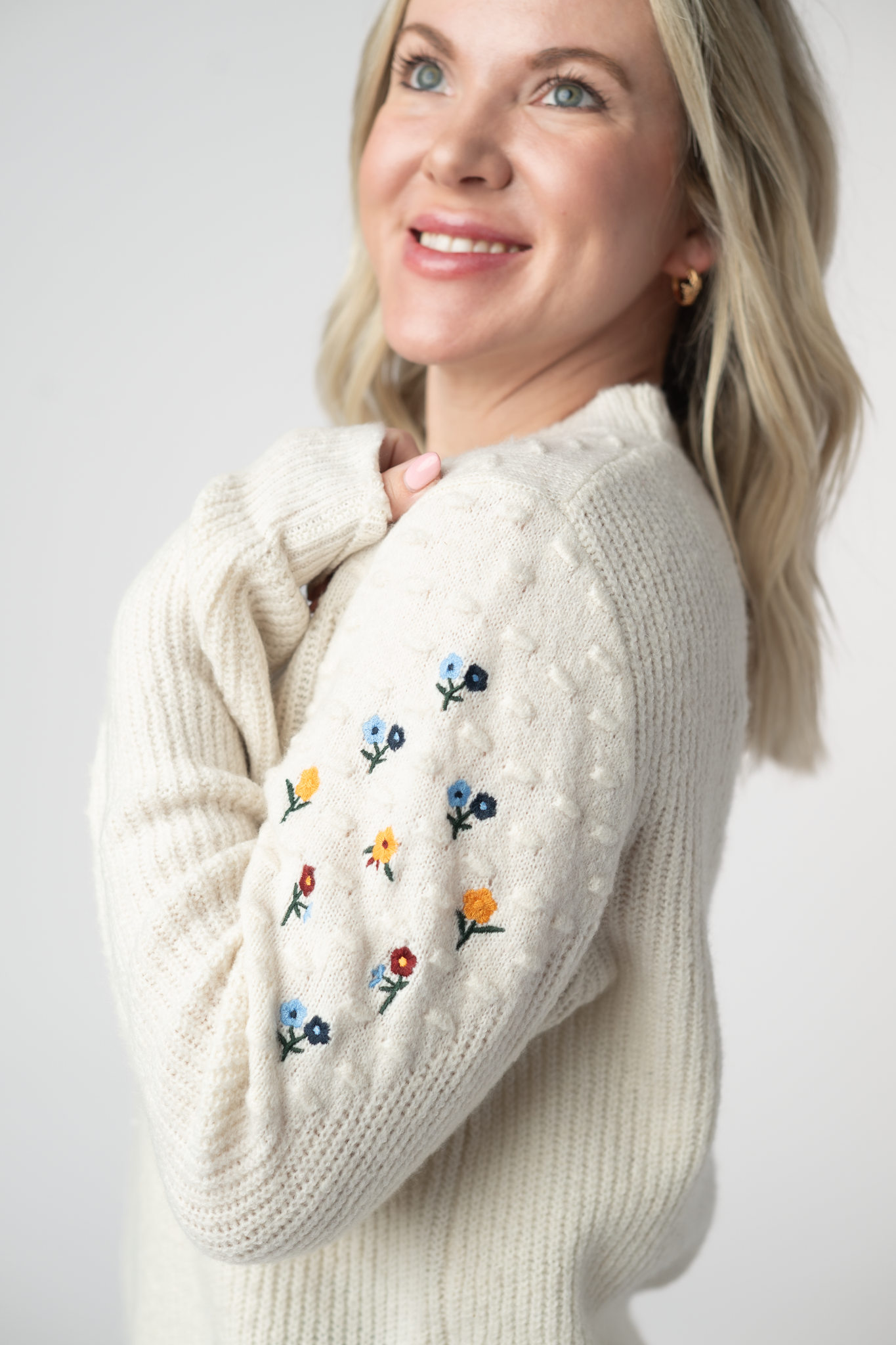 IN STOCK Micro Flower Sweater - Ivory