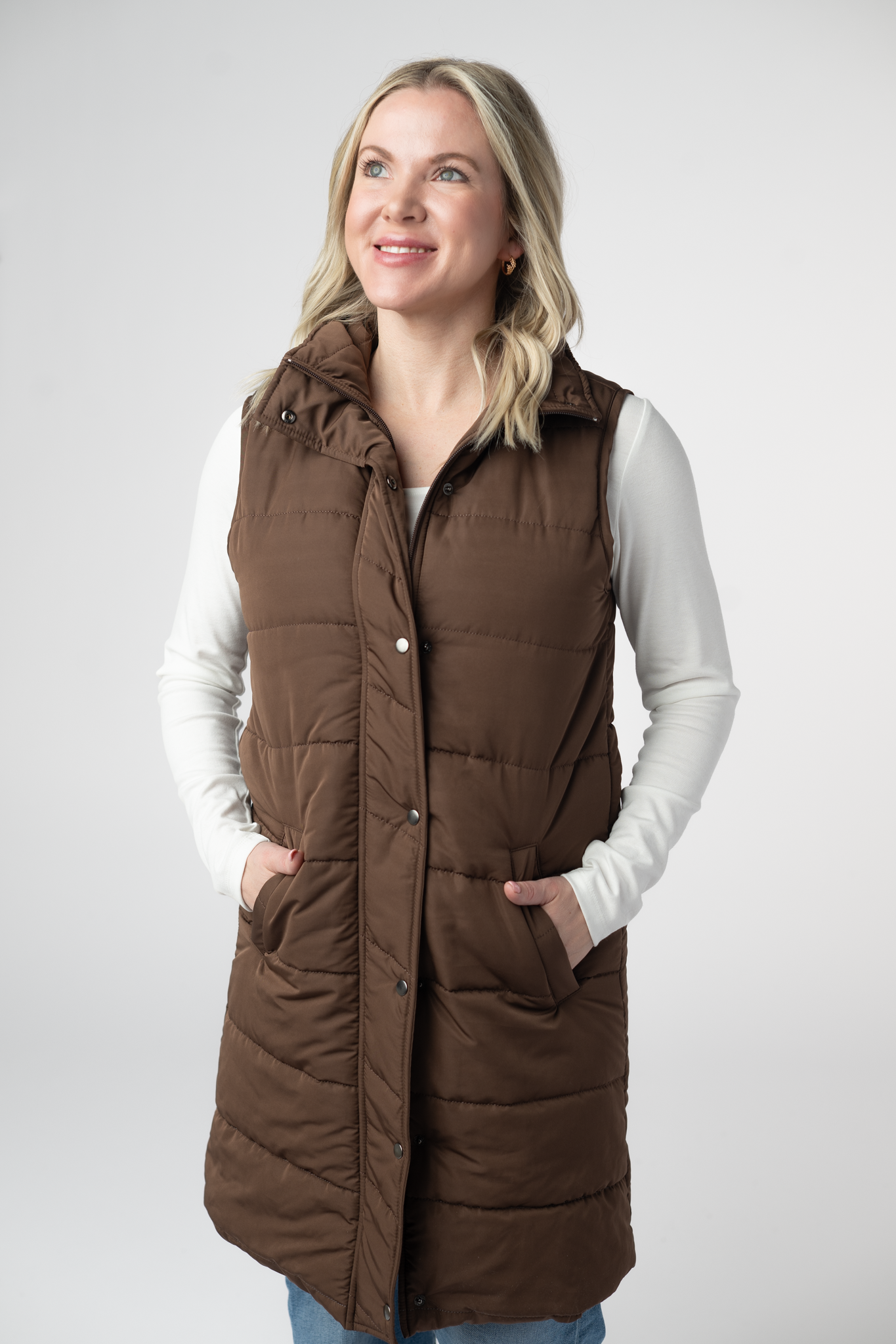 IN STOCK Harlow Long Vest - Brown