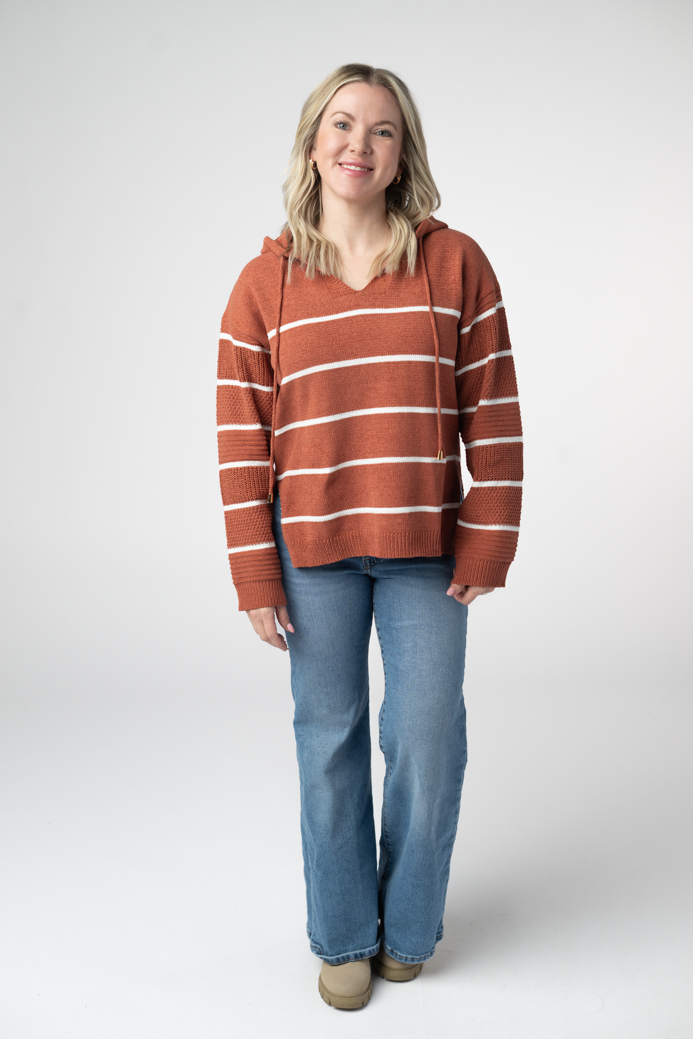 IN STOCK Maddie Striped Hoodie - Pumpkin Spice