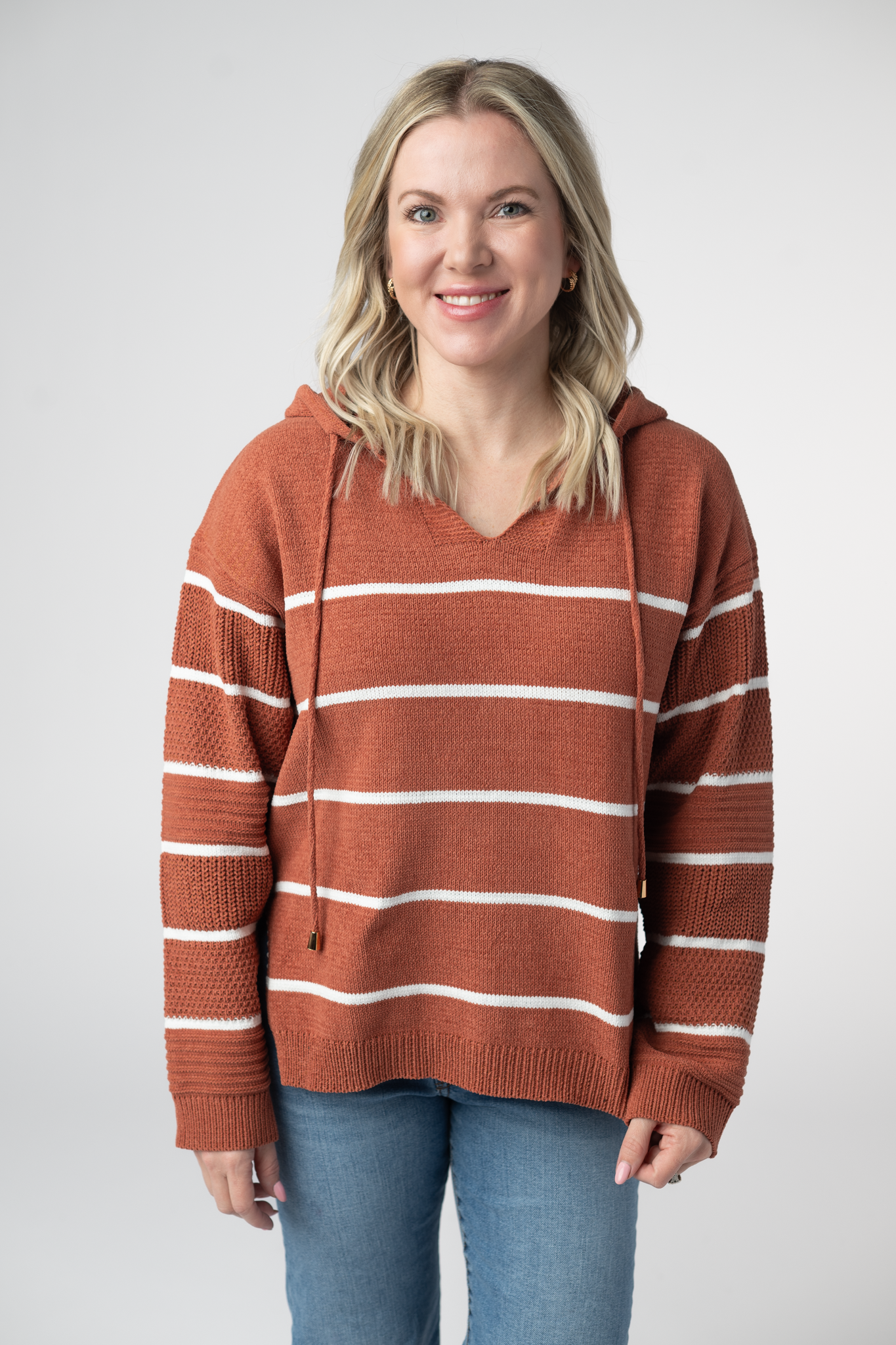 IN STOCK Maddie Striped Hoodie - Pumpkin Spice