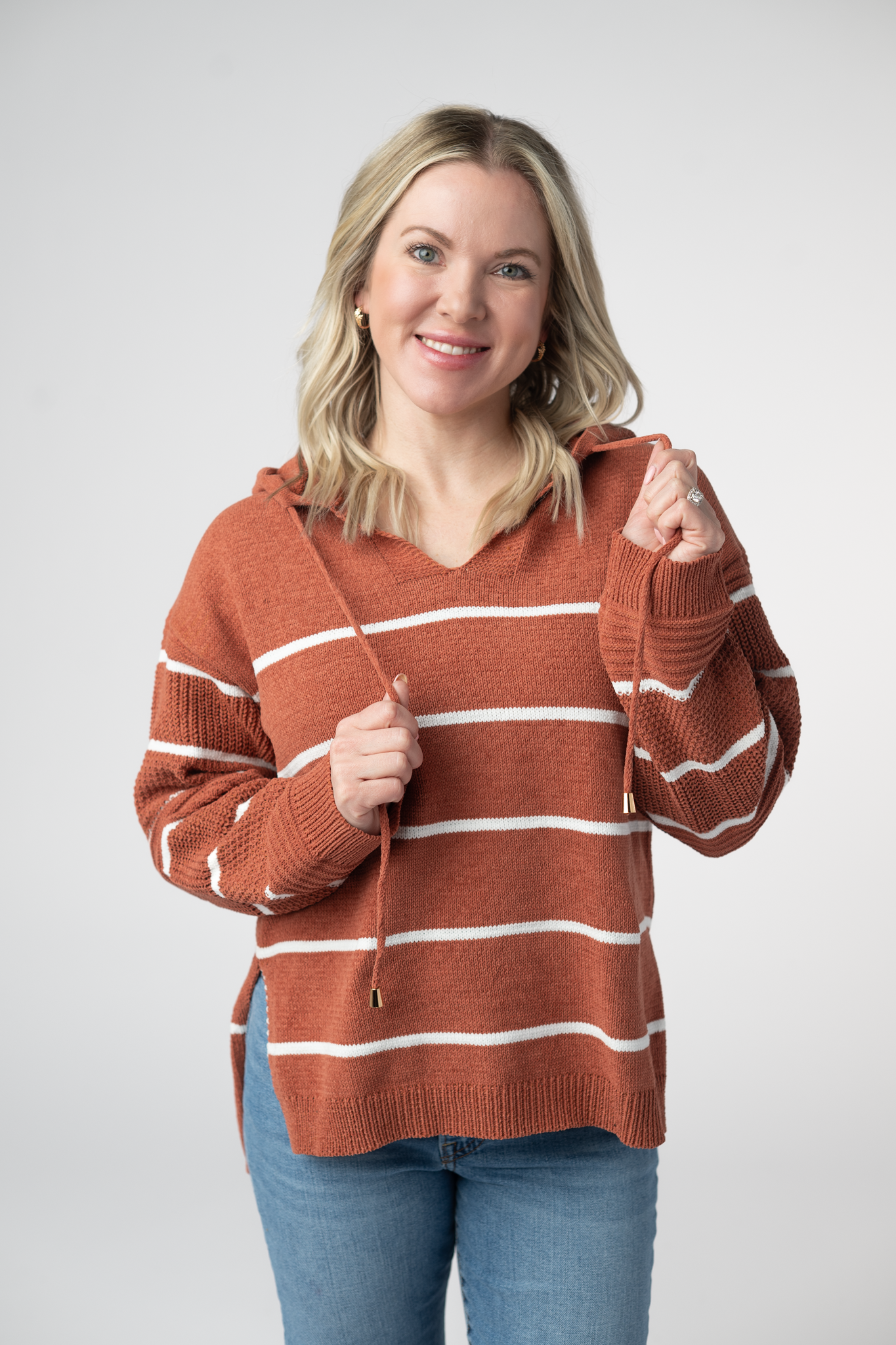 IN STOCK Maddie Striped Hoodie - Pumpkin Spice