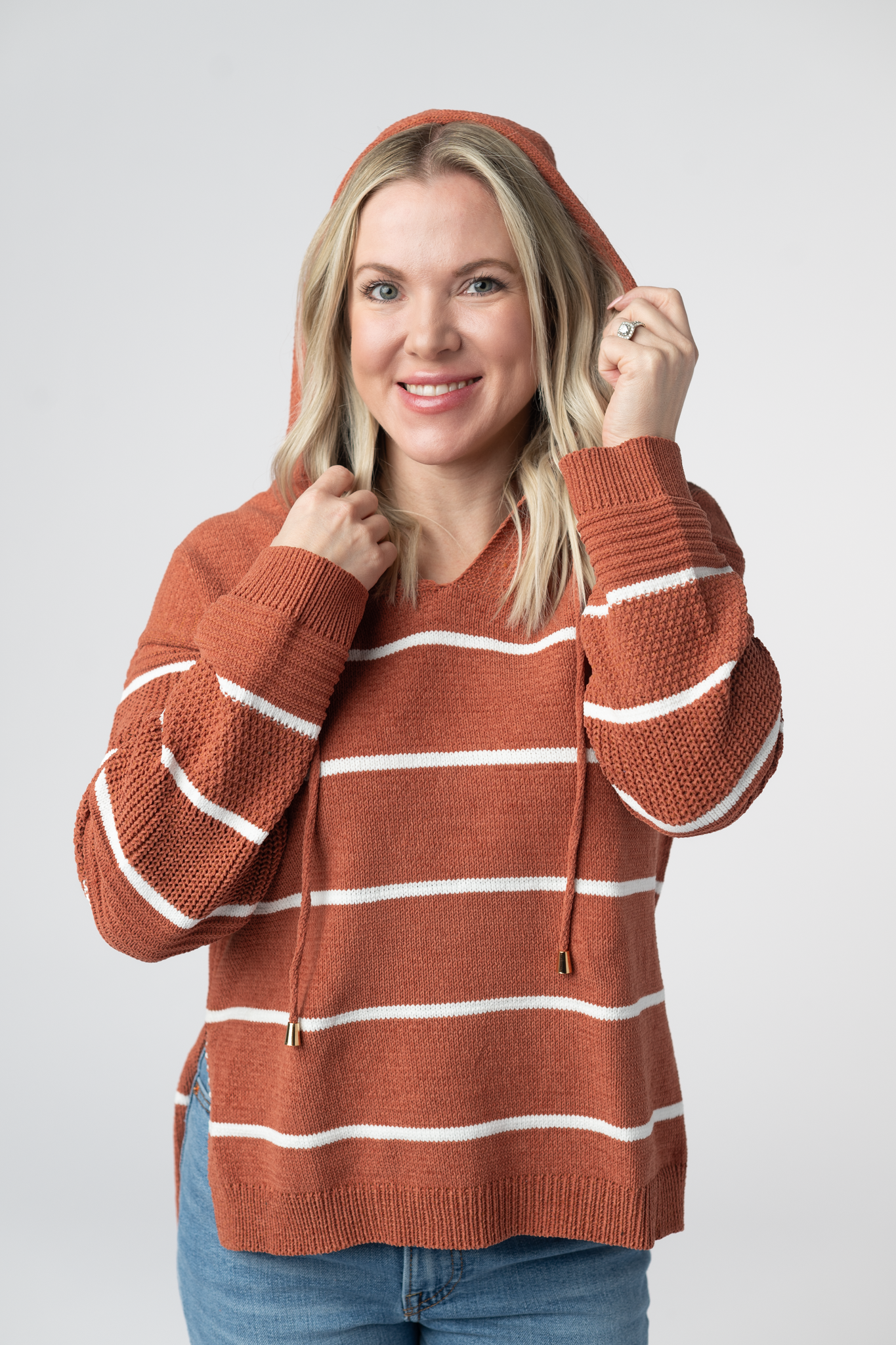 IN STOCK Maddie Striped Hoodie - Pumpkin Spice