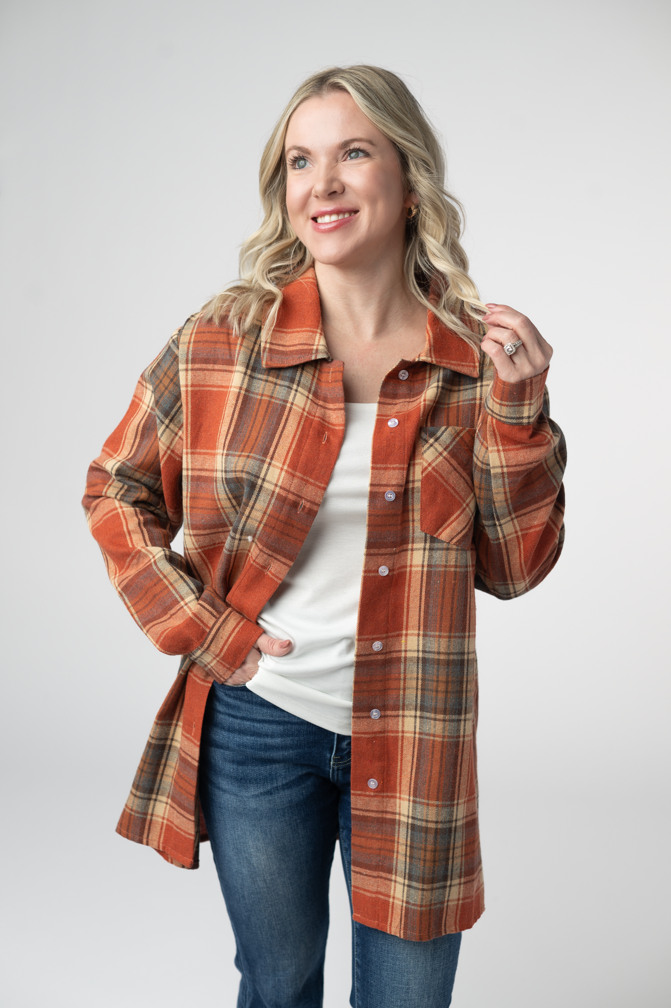 IN STOCK Tunic Plaid Top - Pumpkin Plaid