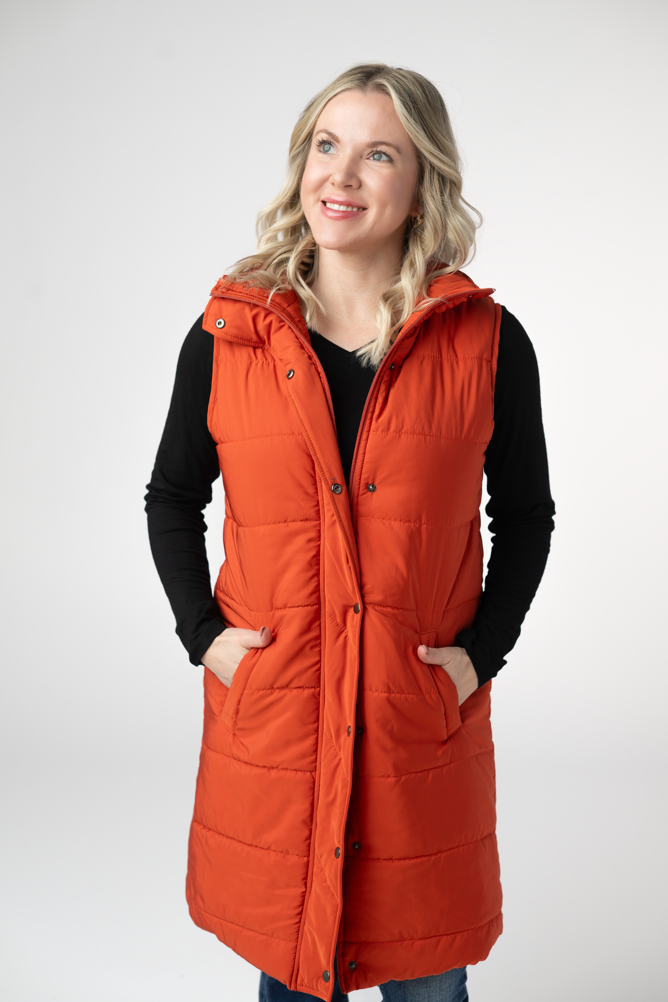 IN STOCK Harlow Long Vest - Pumpkin