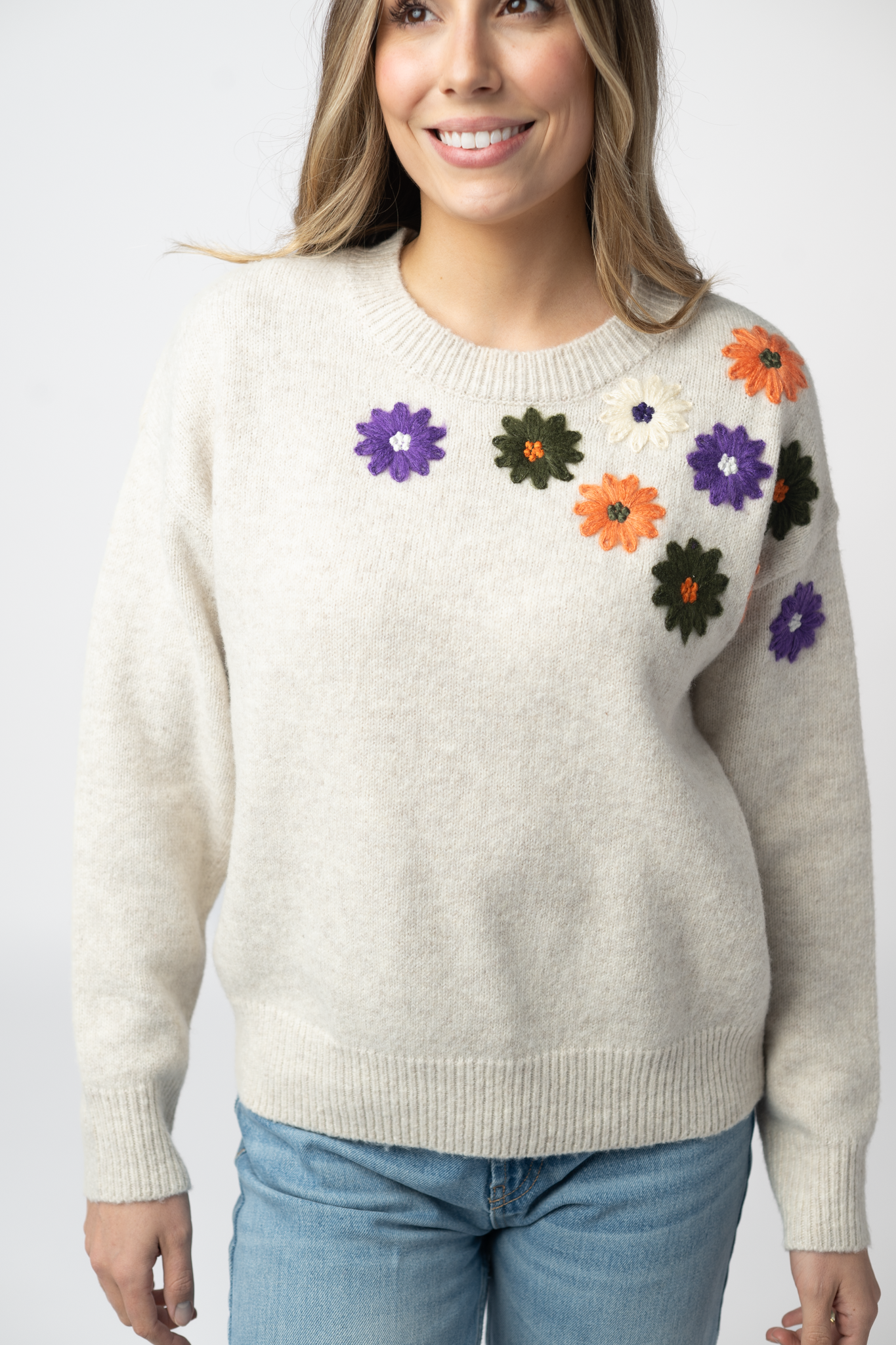 IN STOCK Fall Floral Sweater - Beige