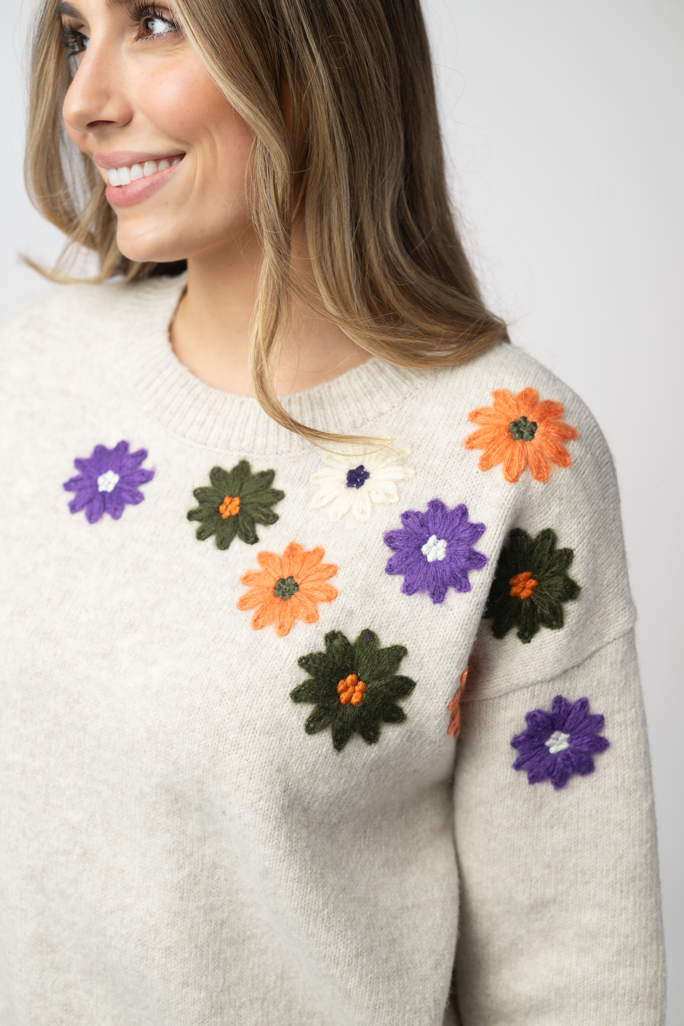 IN STOCK Fall Floral Sweater - Beige