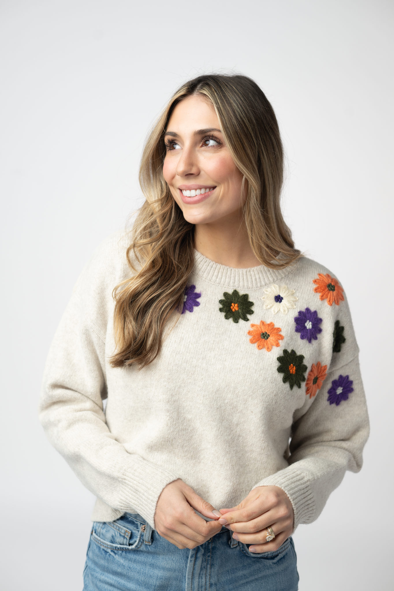 IN STOCK Fall Floral Sweater - Beige