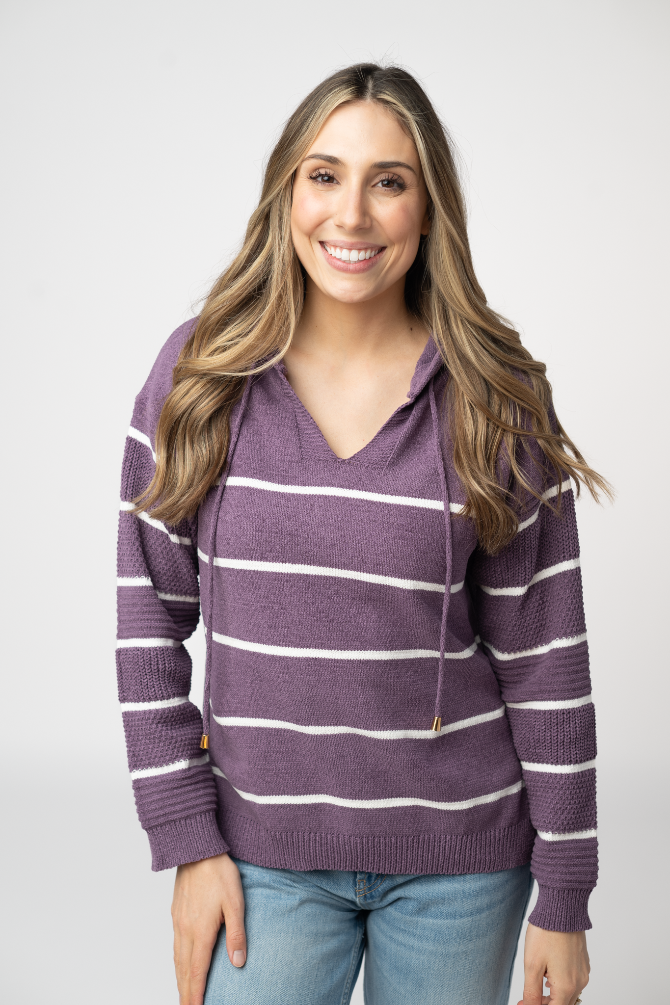 IN STOCK Maddie Striped Hoodie - Purple