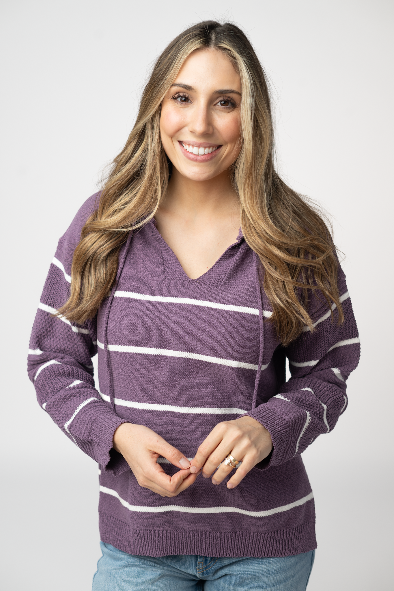 IN STOCK Maddie Striped Hoodie - Purple